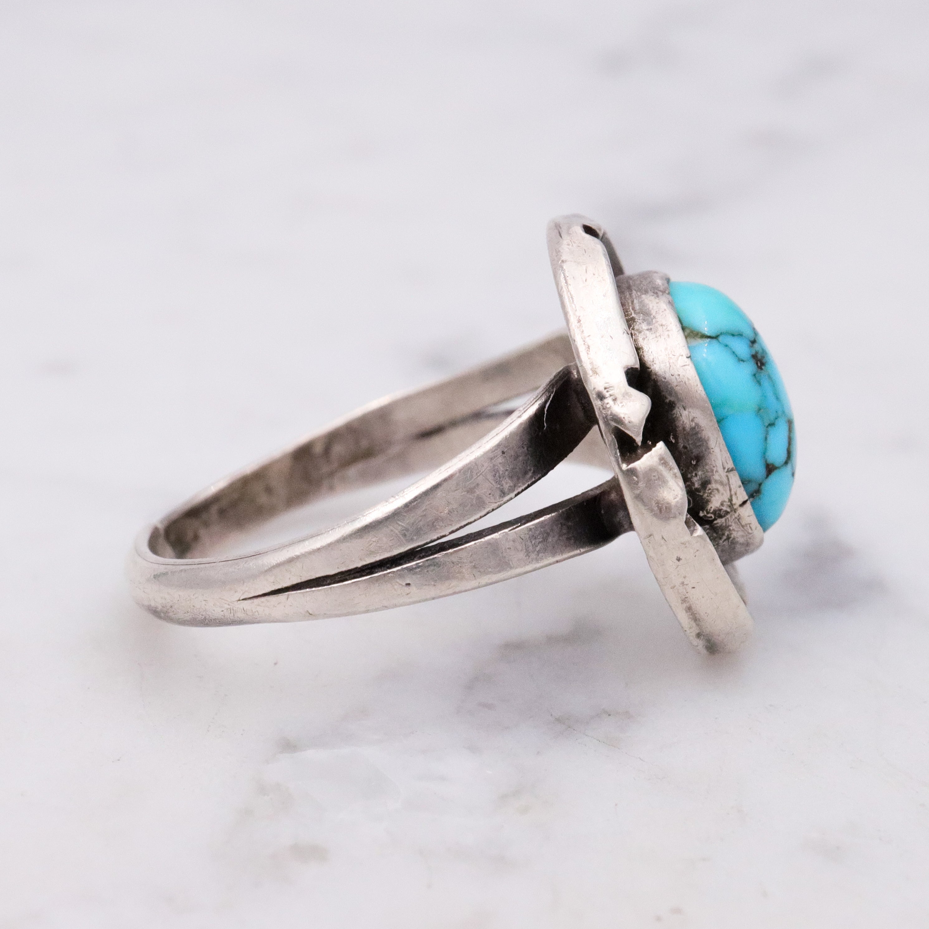 Vintage Navajo sterling turquoise ring, size 7.5 adjustable